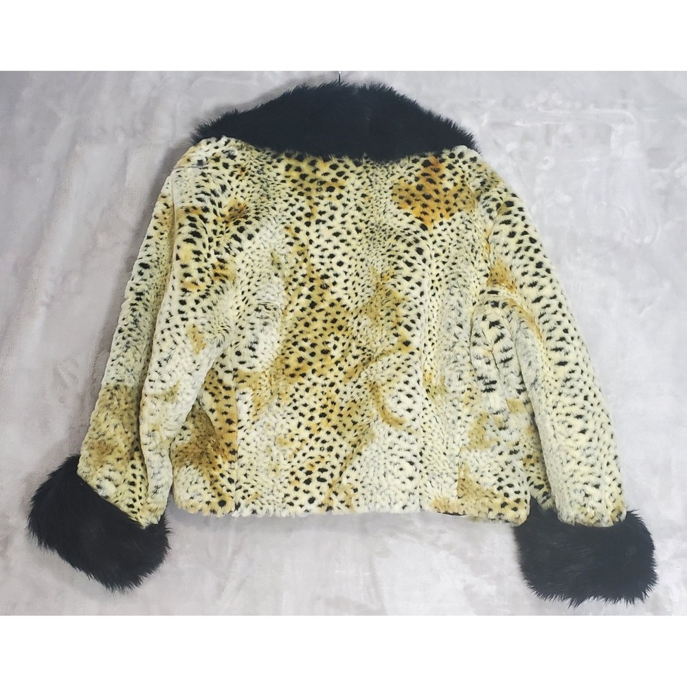 Donna Salyers Fabulous Furs M Brown Leopard Print Lined Fur Trim Penny Lane - Picture 7 of 10
